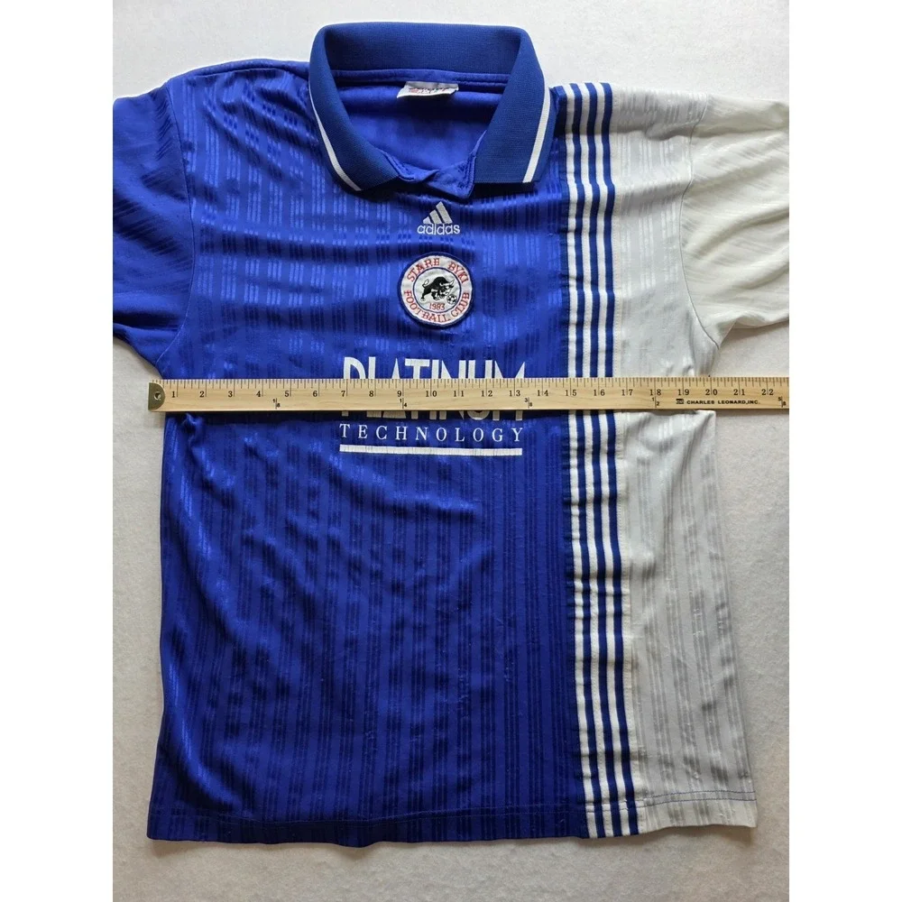 Adidas Blue & White‎ Striped Vintage Stare FC Men's Soccer Jersey. Size L